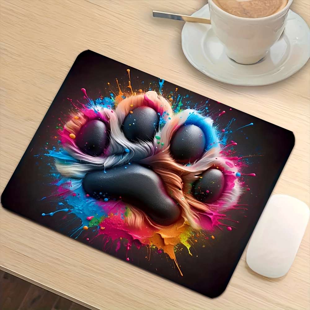 TEMU 1pc Mouse Pad, Colorful Paw Print Gaming Mouse Pad, Suitable For Office Desktop Supplies, Desks, Desktop, Keyboard Mat, Durable Mat,