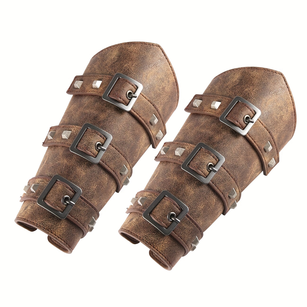 2pcs Medieval Leather Arm Guards Buckle Bracers