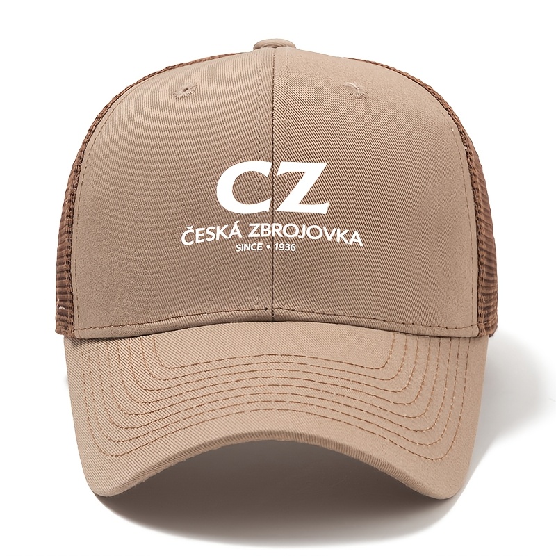 TEMU Unisex Hard Top Mesh Breathable Baseball Cap, Printed Cz Curved Brim Hat, Summer Outdoor Sun Hat, Trucker Cap, Casual Matching Outdoor Vacation