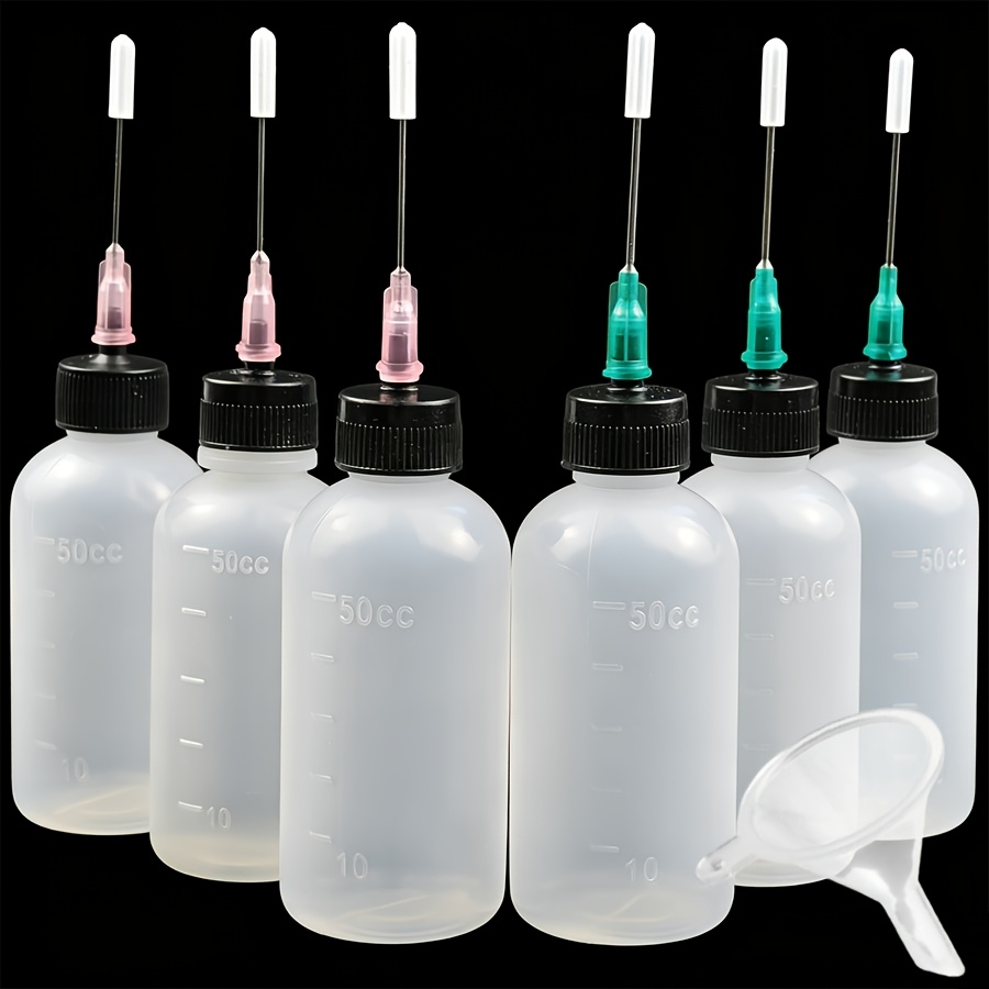 TEMU Set da 6/12 pezzi di bottiglie di plastica da 50ml a spremitura con imbuto, di precisione per olio, per colla, applicatore di olio in LDPE con