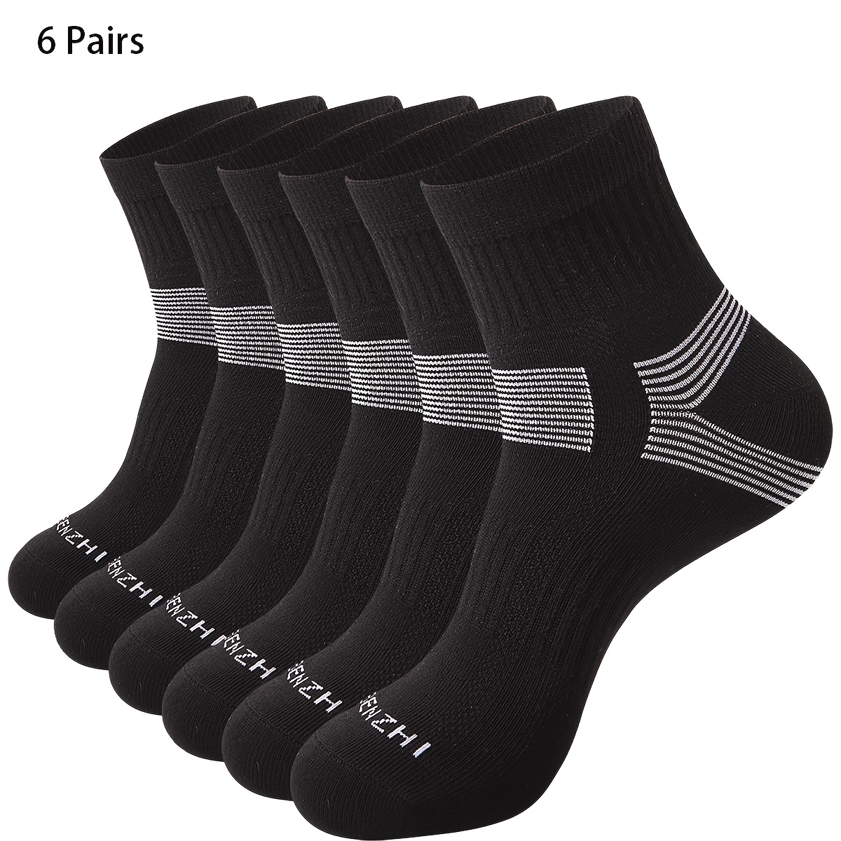 TEMU 6-pair Quick-drying Breathable Casual Sports Ankle Socks With Arch Support, Thin Athletic Socks Suitable For Daily Work, Leisure, Home, Running,