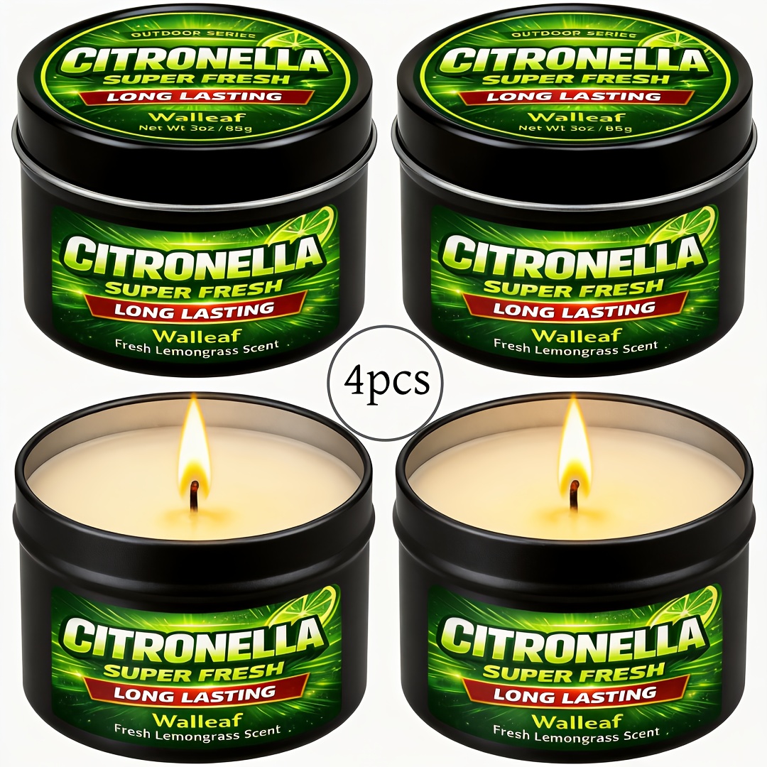 Image of 1/4/6pcs Outdoor Citronella () Scented Candle, Long , Summer Garden Patio Balcony Deck Camping Candle, Outdoor Fragrance Candle, Gift For Housewarming Evening Use