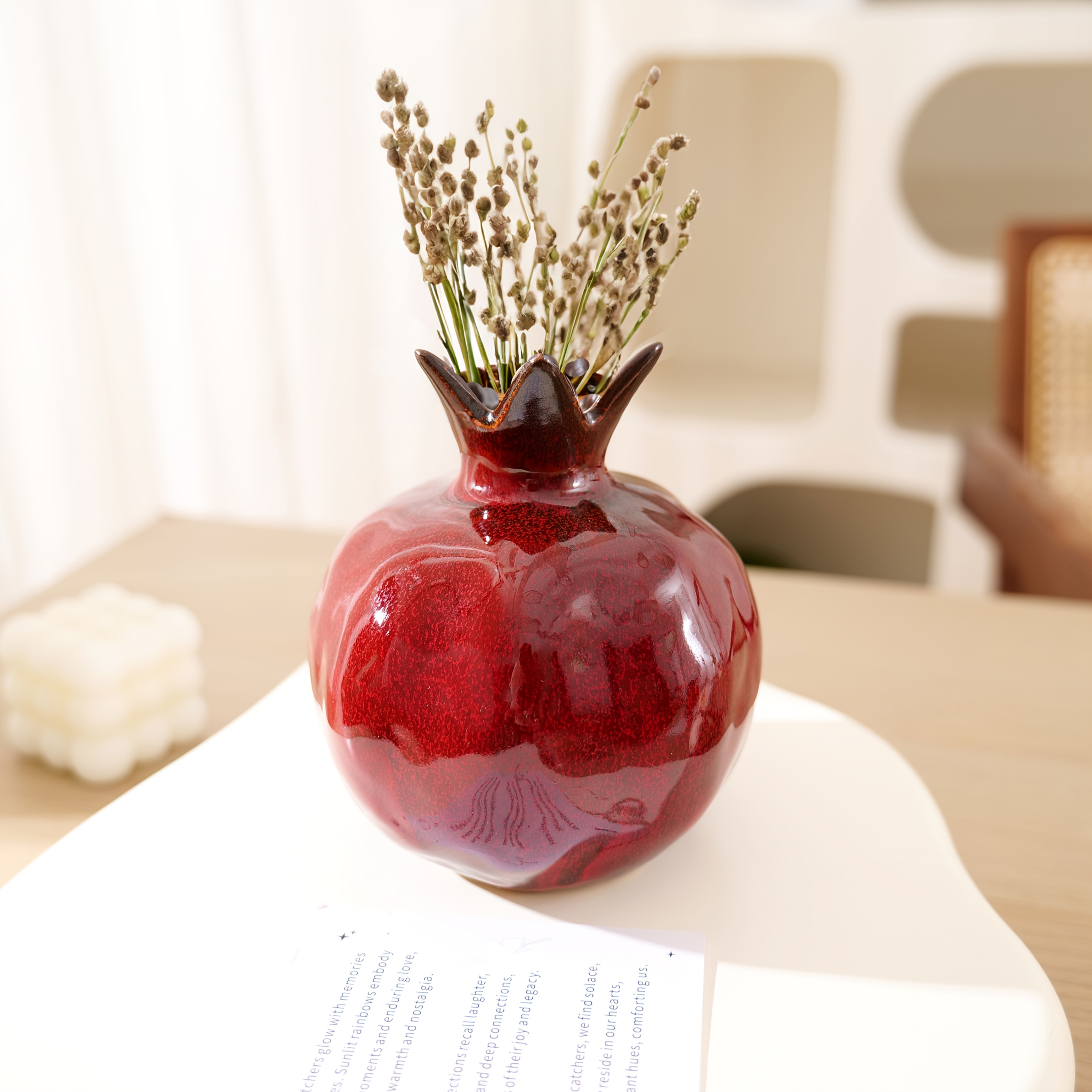 TEMU Contemporary Ceramic Pomegranate Vase: A Decorative Piece - 12.7cm X 5in