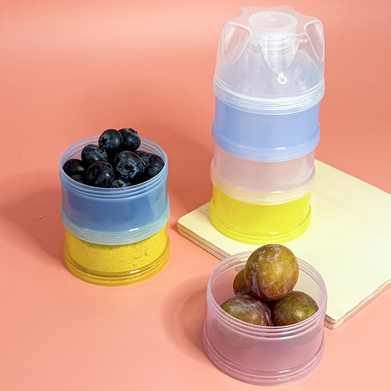 2Sets/1Set Milk Powder Dispenser, 4-Layers/3-Layers Portable Formula Container, Feeding Travel Snack Box, Feeding Travel Food Storage Container Non-Spill Stackable Snack Storage Container for Outdoor/Camping
