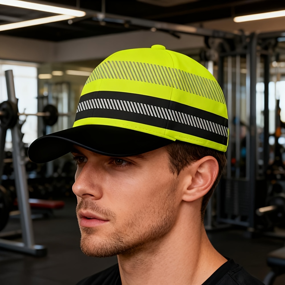 TEMU A Single Piece Of A Fluorescent Green And Black Striped Reflective 3d Full-printed Baseball Designed For Men And Women, Featuring An Print,