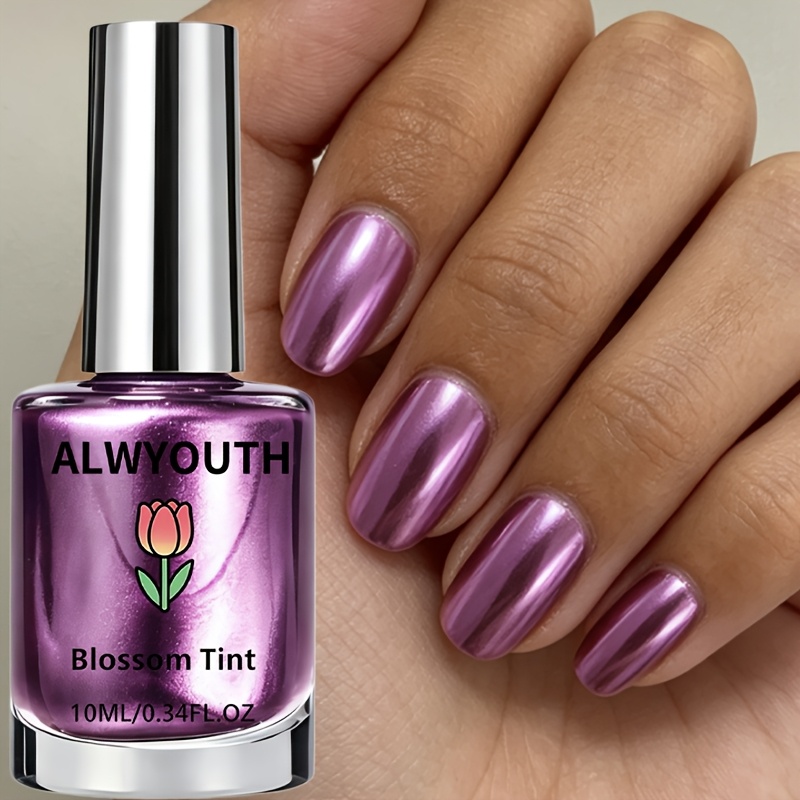 Image of Alwyouth New Purple Mirror Nail Polish, Natural Quick-dry, Metallic Pearlescent Texture Effect, Brightening Nails, Suitable For Party Holiday Gifts, Spring Summer Hand And Foot Nail Polish
