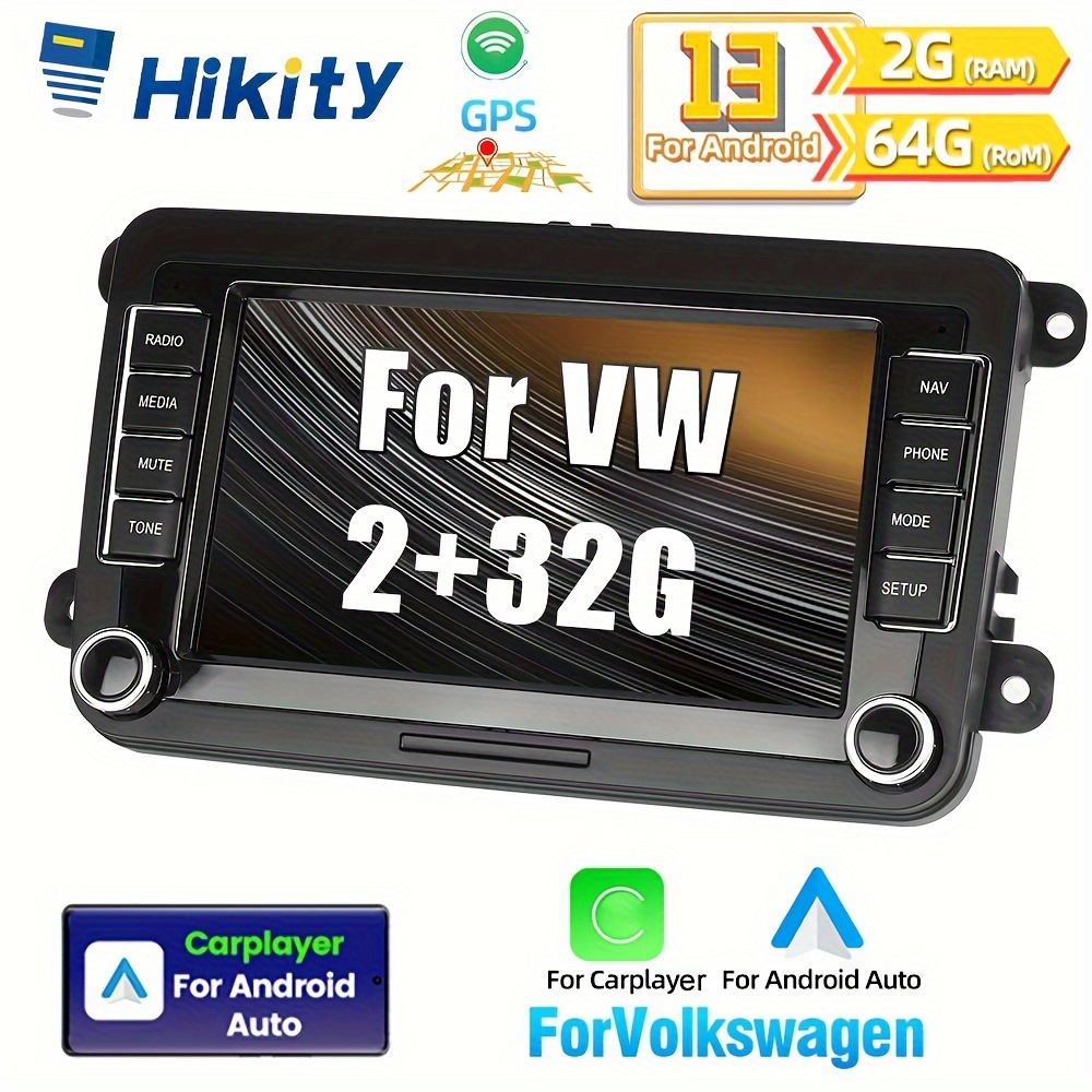 

Autoradio double DIN Hikity 2+64G pour 13 avec écran tactile capacitif TFT, lecteur de voiture Carplayer pour Auto 7 pouces GPS FM Radio Récepteur pour VW