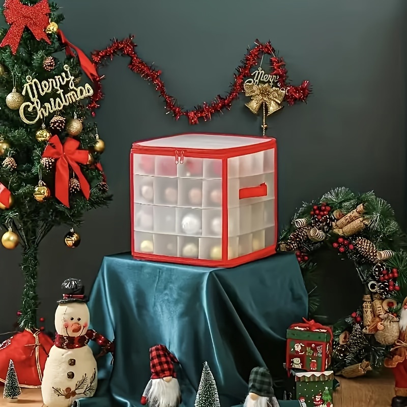 1 Stück Weihnachtsschmuck-Aufbewahrungsbox Mit Reißverschluss
