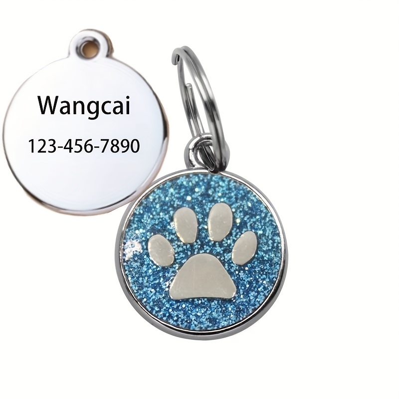TEMU Custom Name Dog Tag Pet Tag Laser Engraved Durable Non-fading Personalized Dog Paw Pendant Pet Anti-loss Id Tag Multicolor Optional Pet Pendant