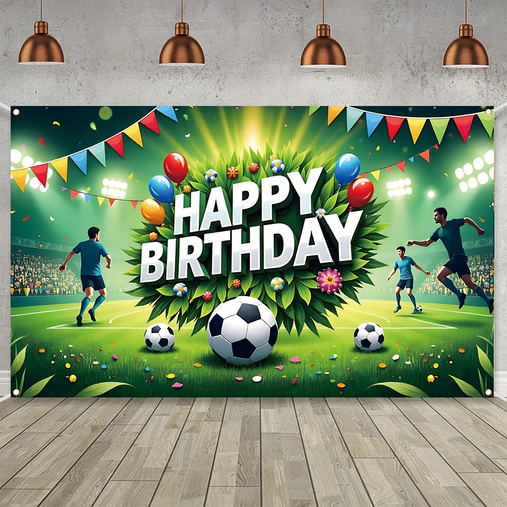 

de Décoration de Fête d'Anniversaire sur le Thème du Football, 180cm x 110cm Bannière en Polyester, Fond de Photographie Sportive, Accessoires de , Fond de Photographie, 1pc