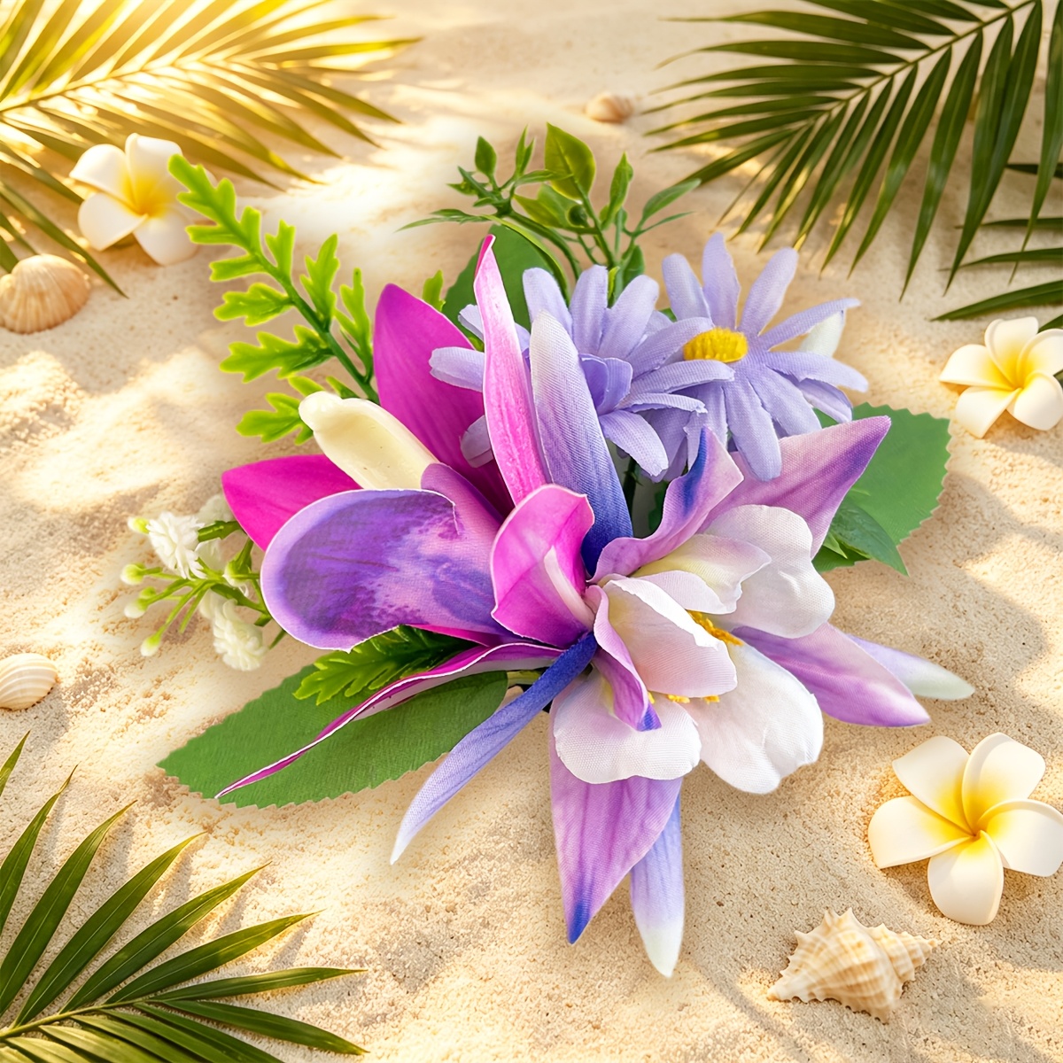 TEMU pince à cheveux et de marguerite style hawaïen, pince à bec de canard pour vacances aux îles hawaïennes, plage, voyage, sortie, , vacances,