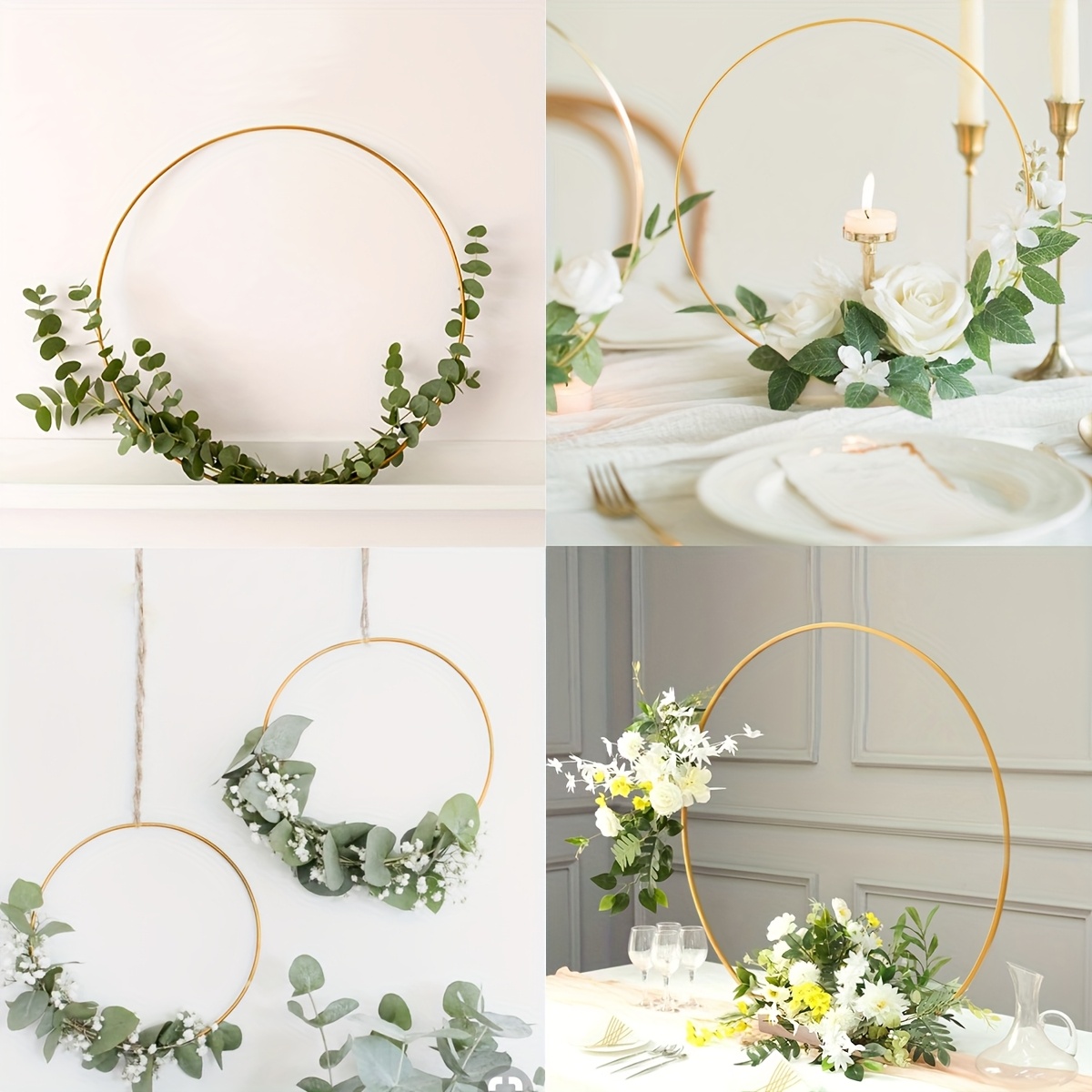 10pcs large metal hoops holder stands elegant golden floral Temu