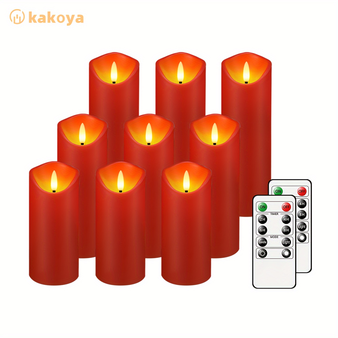 

Kakoya Flickering Flameless Candles, Battery Operated Acrylic Led Pillar Candles With Remote Control And Timer, Set Of 9