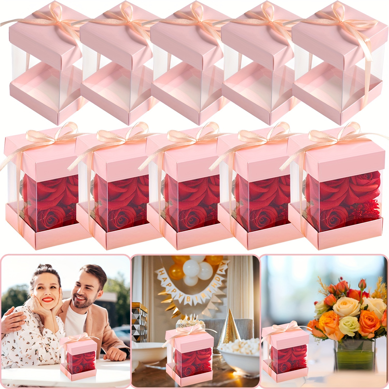 

10pcs Transparent Candy Gift Box, Pvc Plastic Boxes Gift Boxes For Wedding Party Favors,birthday Presents, Candy, Cupcakes, Jewelry Wrapping Box