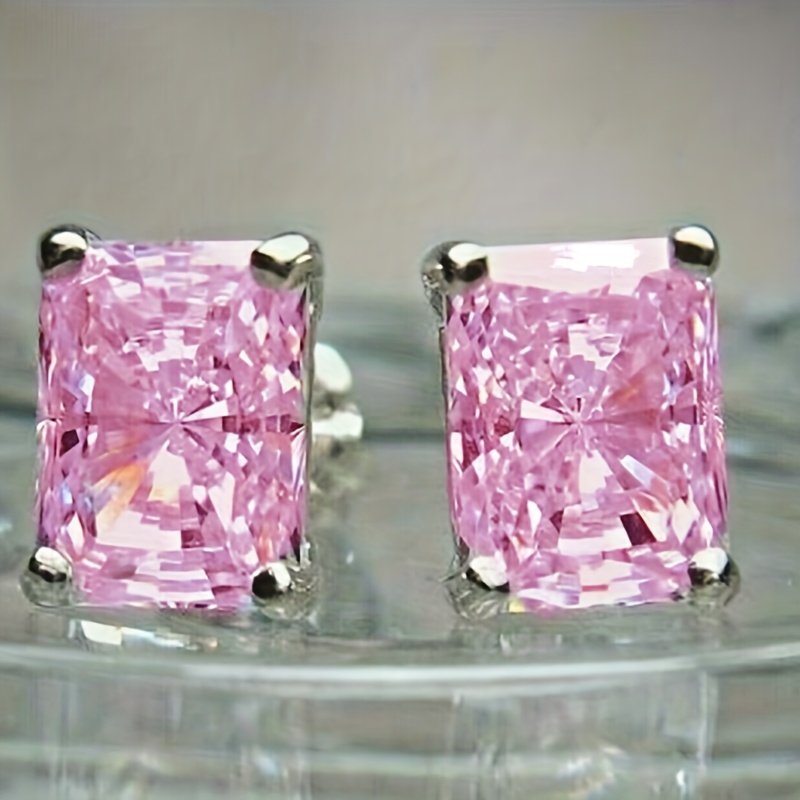 Women's Classical Square Zirconia Stud Earrings, Elegant Wedding