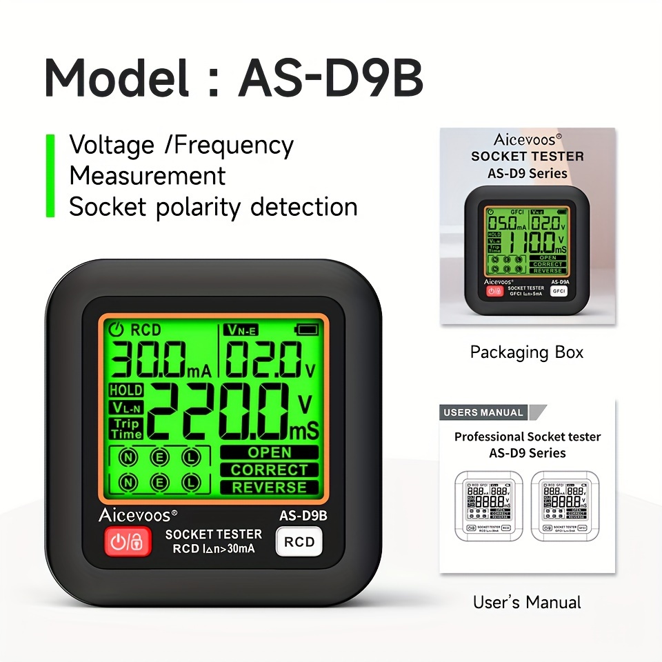 Tester Per Prese Elettriche Con Display LCD - Test RCD, Diagnosi Guasti, Tensione E Frequenza - Foto 5