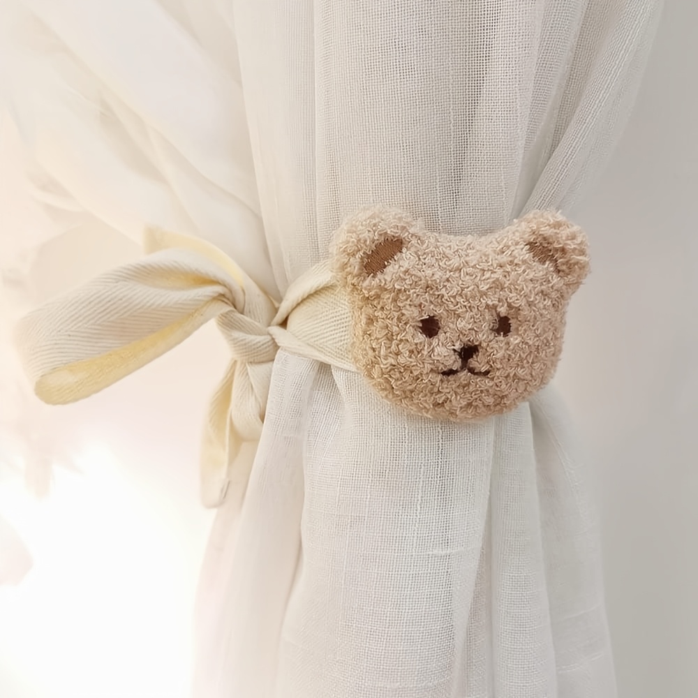 2pcs Cute Curtain Tiebacks, Teddy Bear Tie Rope For Home Curtain Additions Bedroom Decor, Curtain Clips Tie-back Rope For Nursery Decor, For Home, Office, Bedroom, Room Window Decoration