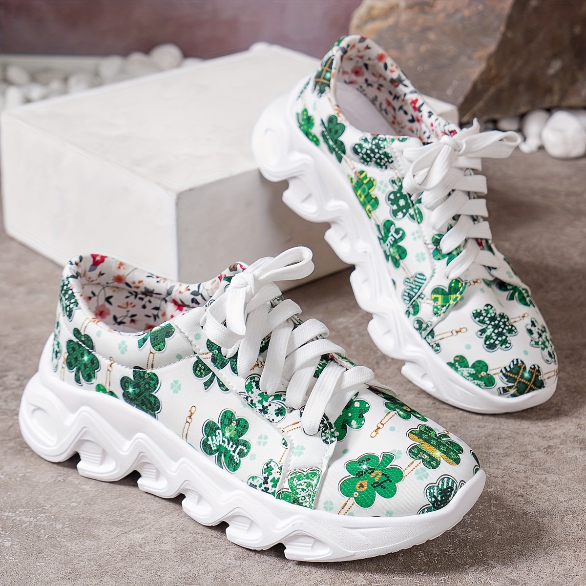 Casual Running Shoes St. Patrick s Day Fashion Clover Print - Temu Canada