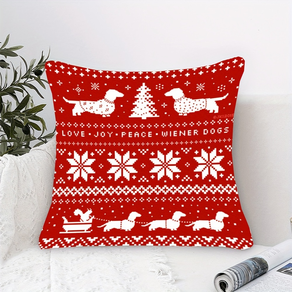 

1pc, Short 18x18in, Dachshunds Christmas Sweater Pattern, Pillow, Bedroom Decoration, Sofa Decoration, Living Room Decoration, Holiday Decoration, Car Decoration (excluding Pillow Insert_loi22