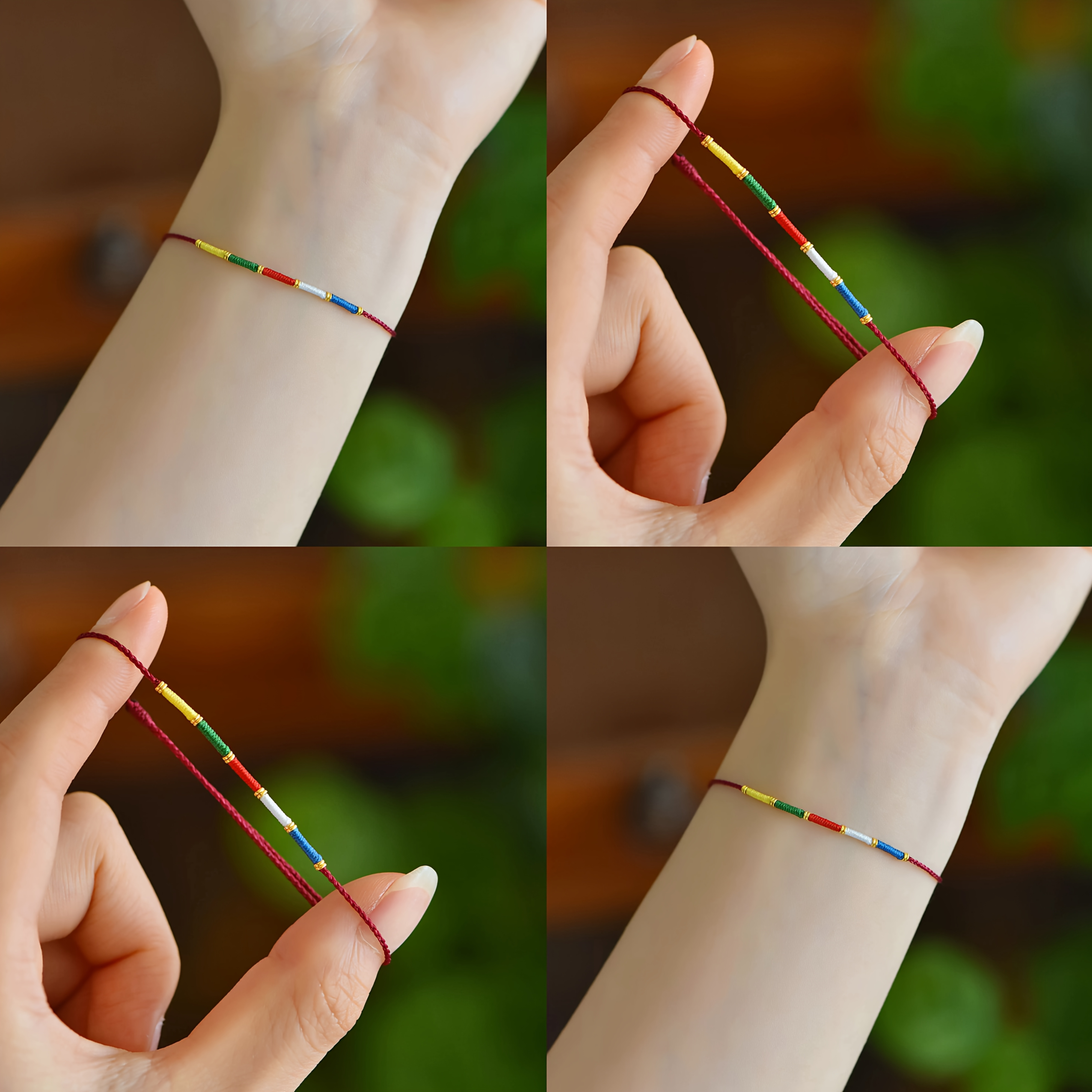 TEMU 1pc Colorful Hand-woven Red String Bracelet For Zodiac Year, Ethnic Style Good Luck Colorful Cord, Couple/best Friend/student Wrist And Ankle