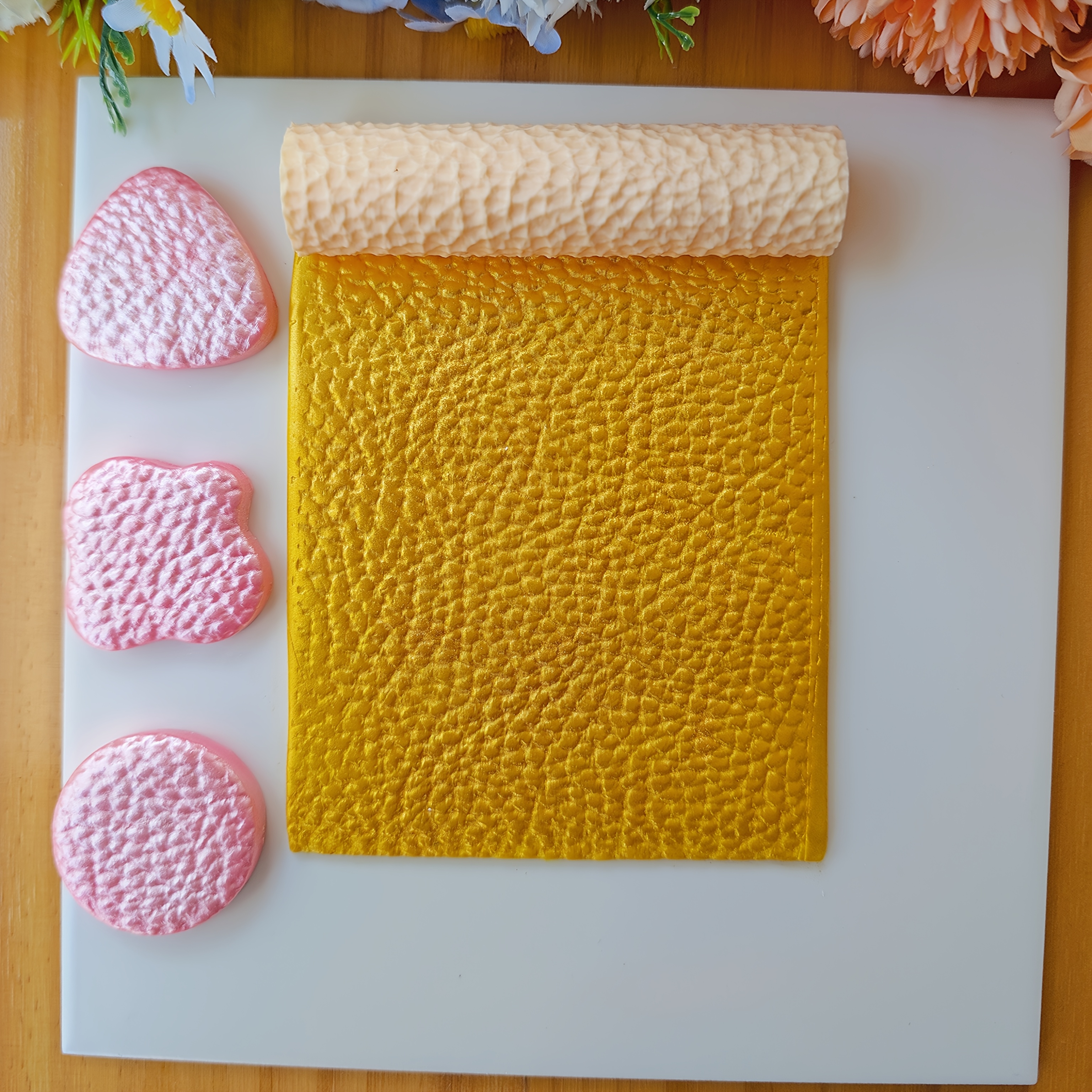 TEMU Rullo per texture pelle in argilla polimerica, 1 pezzo, strumento per texture a per ceramica per creazione di gioielli, compatibile con