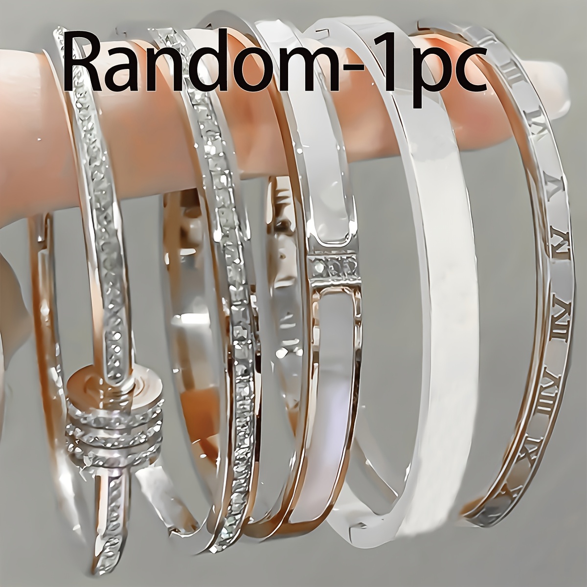 TEMU 1 Random Piece Of Women's Elegant And Light Luxury Stainless Steel Bangle - Suitable For Daily Wear, Festive Celebrations, Wedding Gifts, Etc.