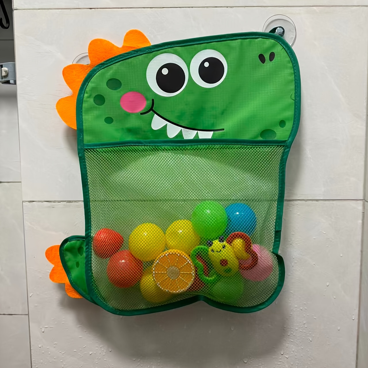 Image of Kids Bathroom Storage | Cartoon Shower Storage Net With Suction Cup Hanging, Fabric, Organizer For School, Kids Christmas Gifts