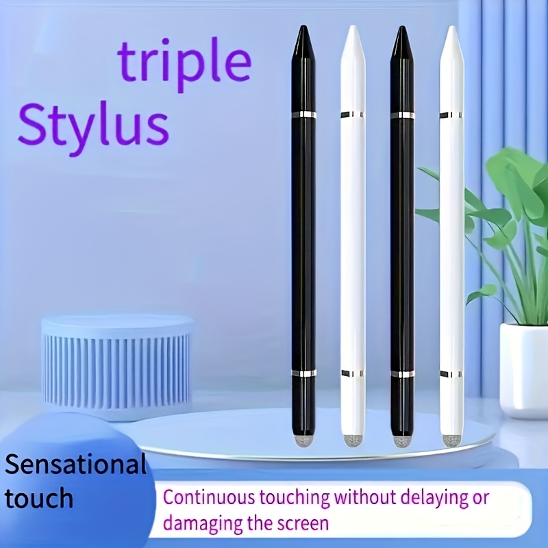 TEMU Lot de 4 stylets magnétiques 3-en-1, adaptés pour iPad et smartphones - Léger, stylet pour écriture et dessin fluides, compatible avec plusieurs
