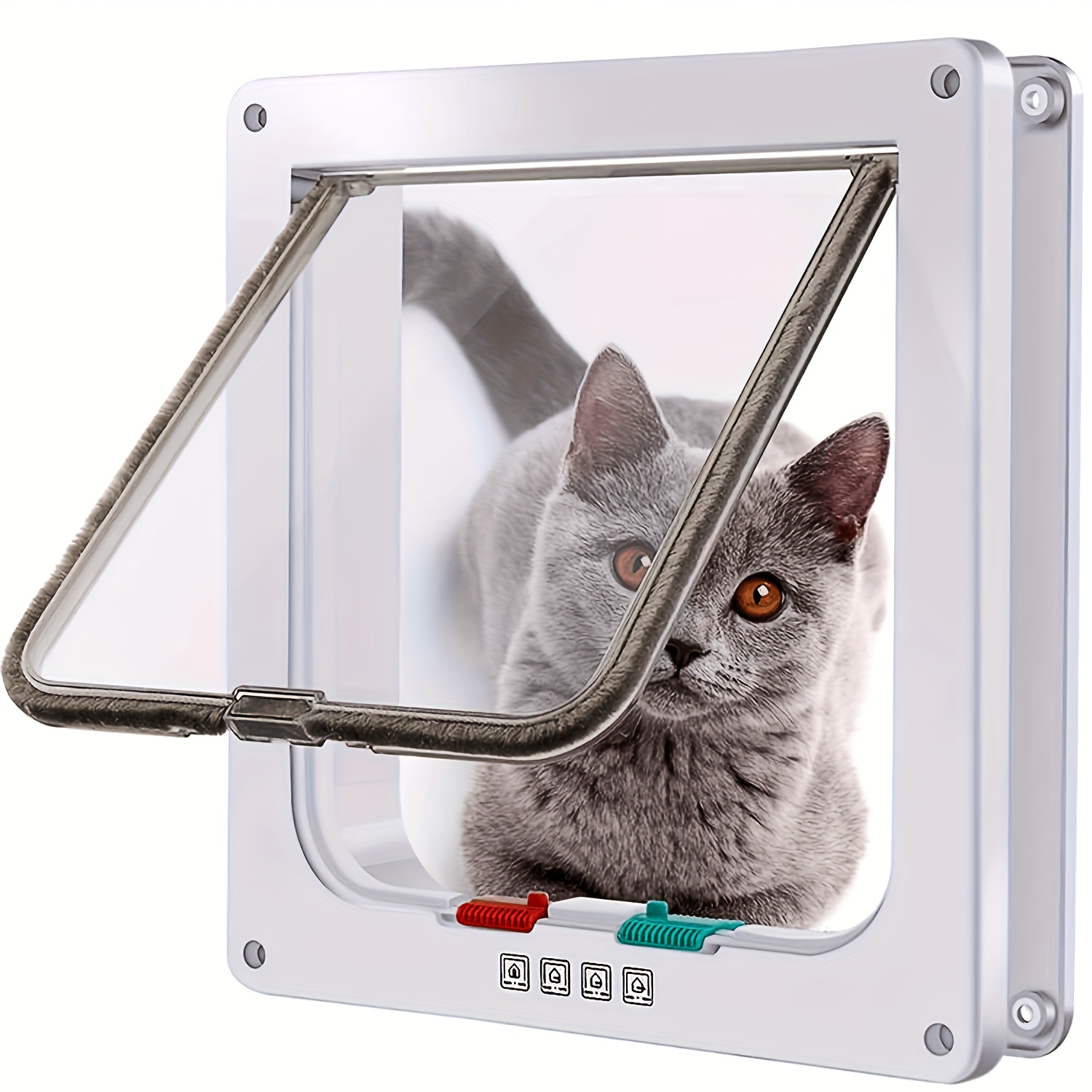 Image of Pet Door For Cats - Safe And Portable, Weatherproof Lock, Multi-functional Pet Door, Suitable For Cats And Dogs - Durable Abs Material, Easy Entry And Exit, , Enhance , Multiple Sizes