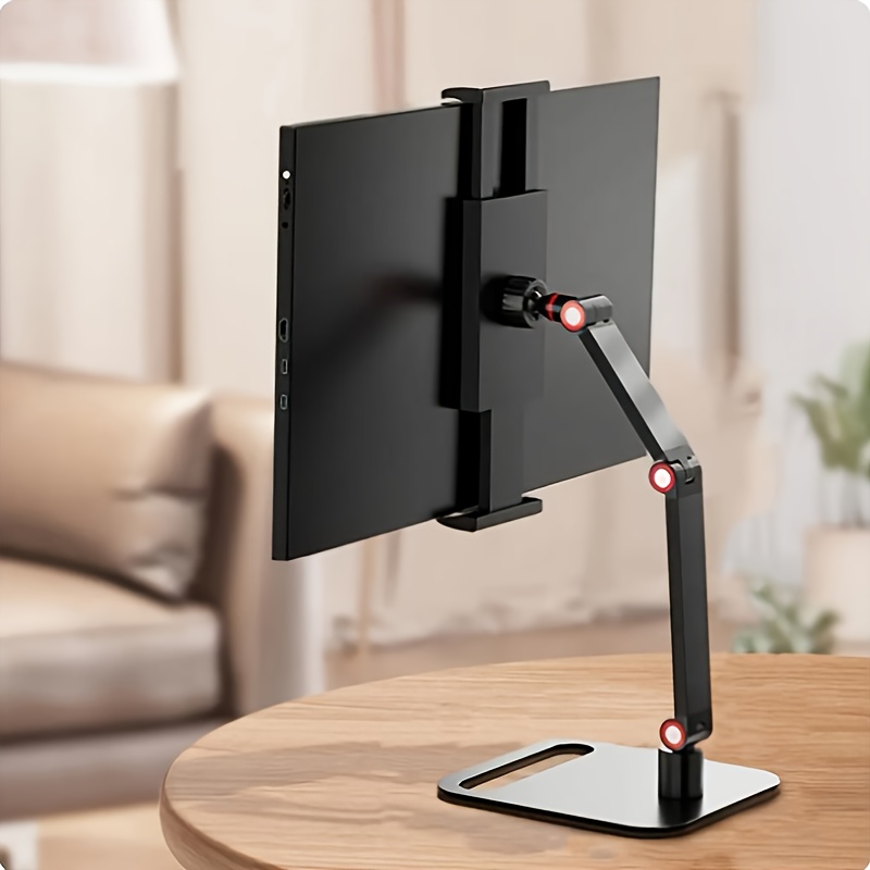 Image of Portable Monitor Stand Foldable Floating Mount No Drill Vesa 17.3 Inch Lazy Bedside Desk Use Secondary Screen Tablet Holder