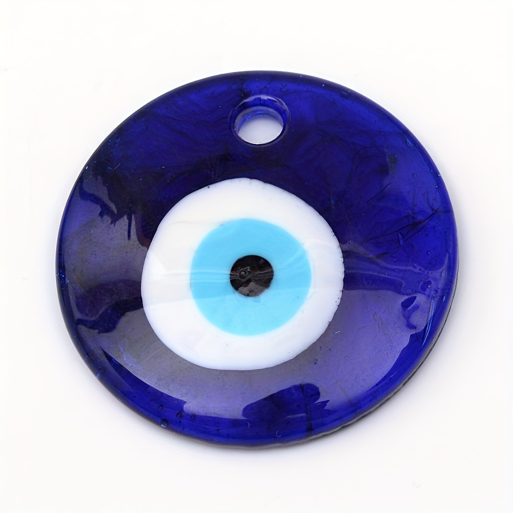 10pcs Handmade Evil Eye Lampwork Pendants Dark Blue Turkish Evil Eye Dangle Charms For Jewelry Making