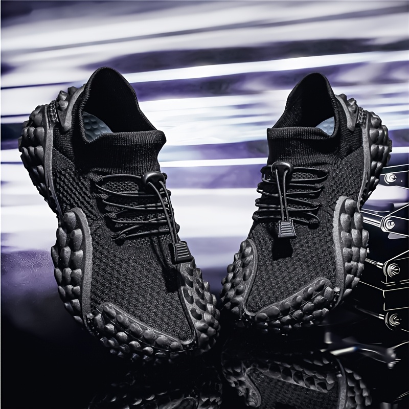 Men's Casual Sneakers, Unique Style, Easy-Care Knit, Material, Textured Waffle Outsole, Trendy and for Outings, Urban Roaming and Suburban Hiking