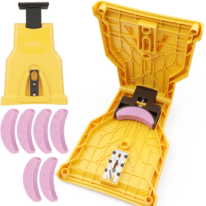 TEMU Portable Chainsaw Sharpener, Manual Bar-mount Fast Teeth Grinder, Universal Fit For 14-22 Inch Gas/electric Chainsaw, Woodworking & Gardening