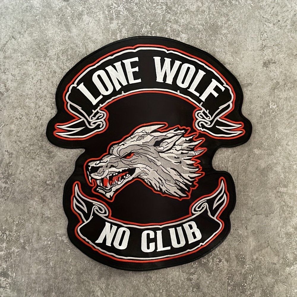 

Lone Wolf No Club Broadsword - Large 13.7x12.2in Embroidered Patch, Sew-on/iron-on For Jackets, Vests & Motorcycle Gear