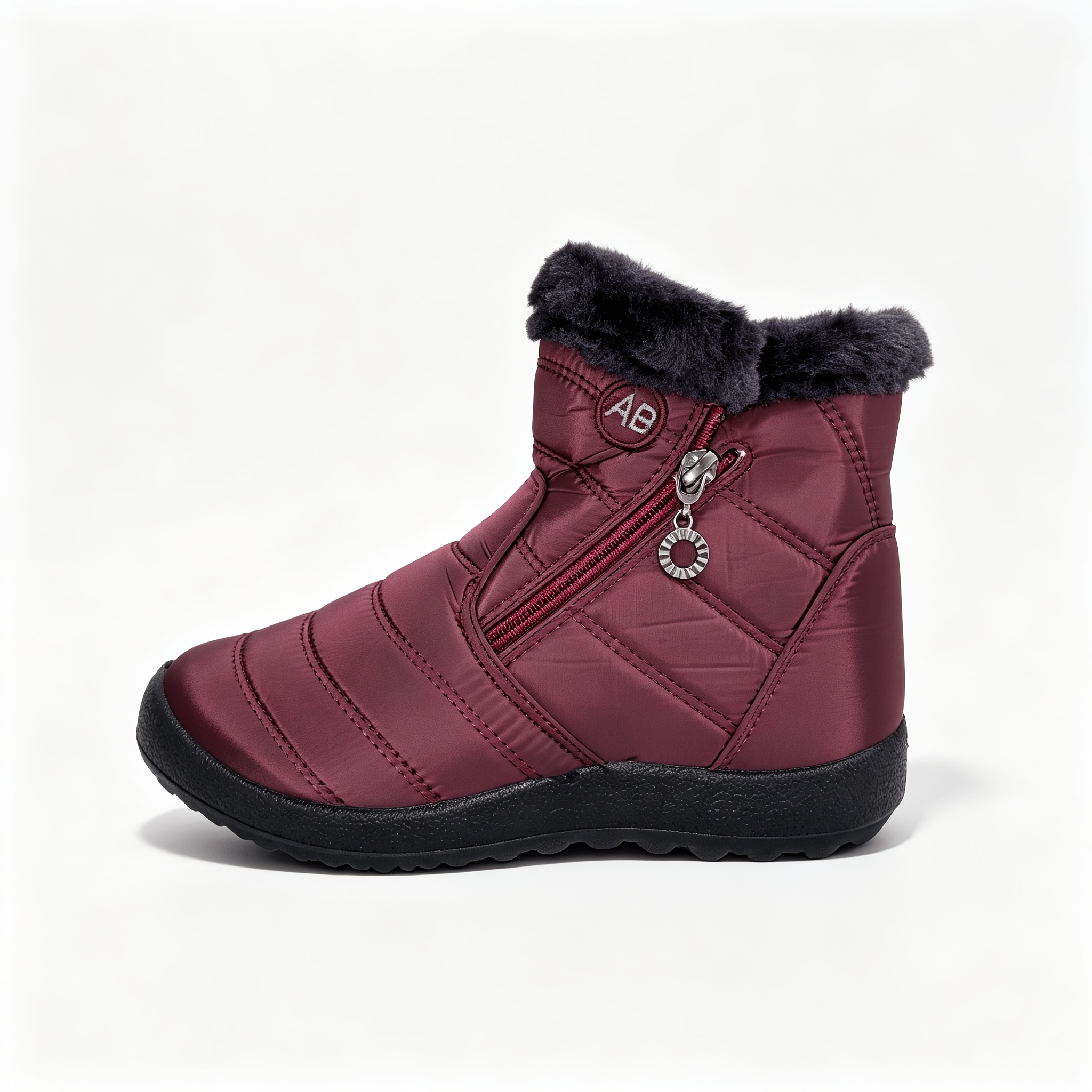 Women's Fleece Lined Side Zipper Winter Ankle Boots, Casual Wear
