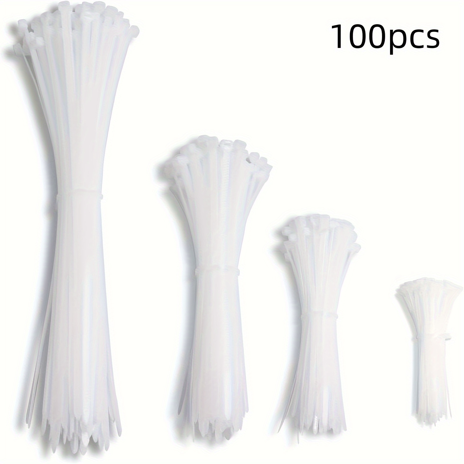 Image of Cable Zip Ties, White Zip Ties Assorted Sizes 12+8+6+4 Inch, Self-locking Nylon Cable Ties Cord Manasynthetic Gemstoneent Ties,plastic Wire Ties For Home,office,garden,workshop