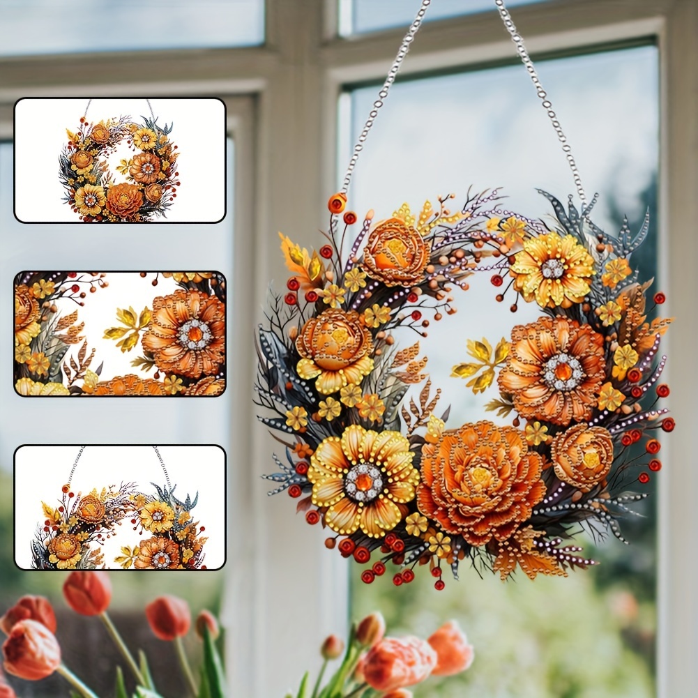 

Autumn Harvest Flower Diamond Art Painting Kit, Double-sided Print Diy Hanging Decoration, Acrylic Irregular Shaped Diamonds, Home Decor Craft