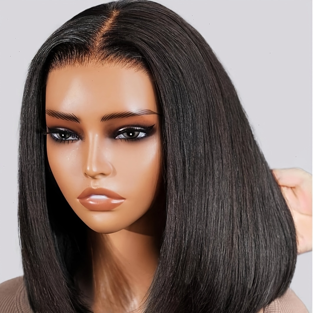 Short Straight Bob Wig Made from Human Hair with a 13X4 Lace Front And Transparent Lace Frontal