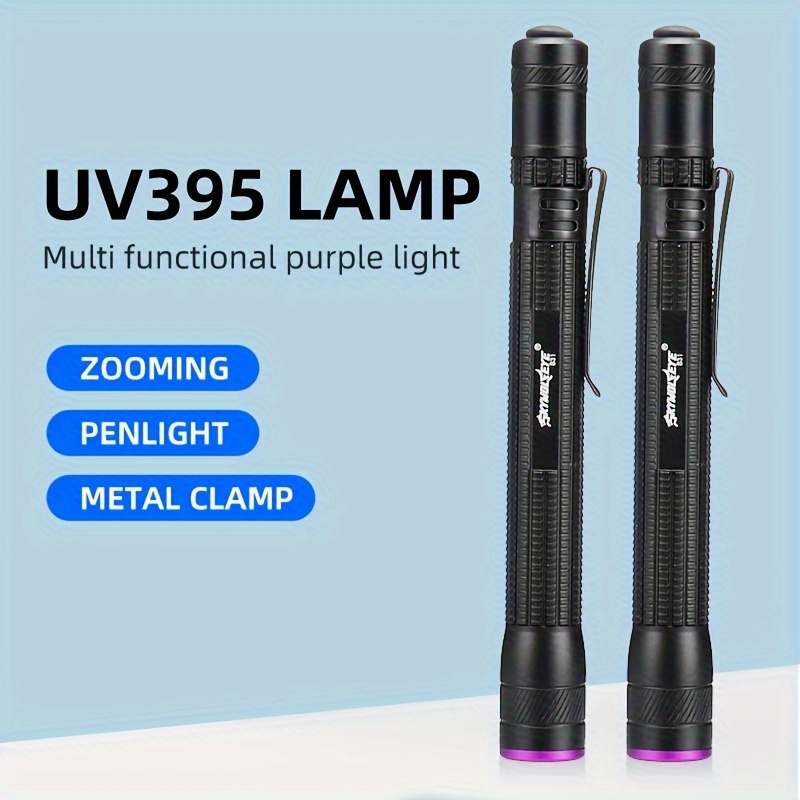 

2pcs Portable Jewelry Gemstone Identification Penlights, Adjustable Focus, Uv395 Purple Light Flashlights For Amber And Jade Identification, Pocket-sized, Battery Not Included