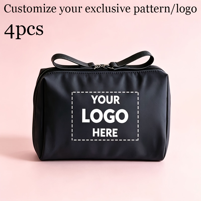 TEMU 4pcs Gyteck Personalized Toiletry Bags Suitable For Her/him - Custom Name//text, Zipper Closure Lightweight Travel Bags, Gift For , Ideal For