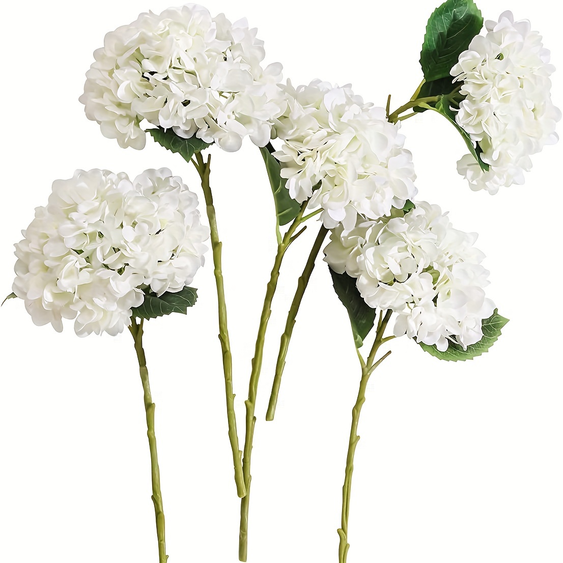 

Vinrado 8-pack Fabric Hydrangea Flowers Artificial, Freestanding Faux Floral Stems For Valentine's Day Outdoor Decor – Realistic White Blooms With Leaves For Holiday Arrangements & Home Decoration