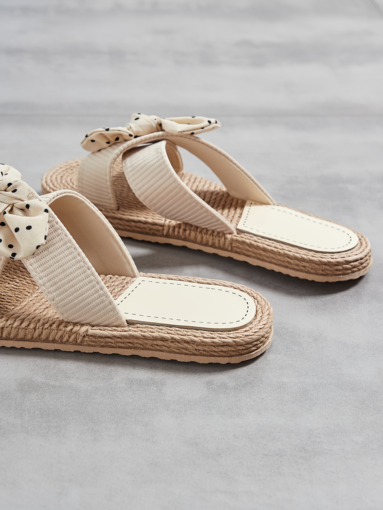 breathable linen slides open toe lightweight   stylish slip on shoes for indoor outdoor relaxation vintage round toe flat sandals with decorative bow indoor outdoor shoes vintage style sandals eva sole sandals details 15