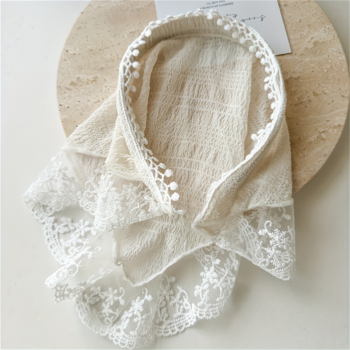 Image of 1pc Women's Fabric Mesh Lace Triangle Headscarf Headband Ins Pastoral Style Hair Additions Dress Up Additions Headwear