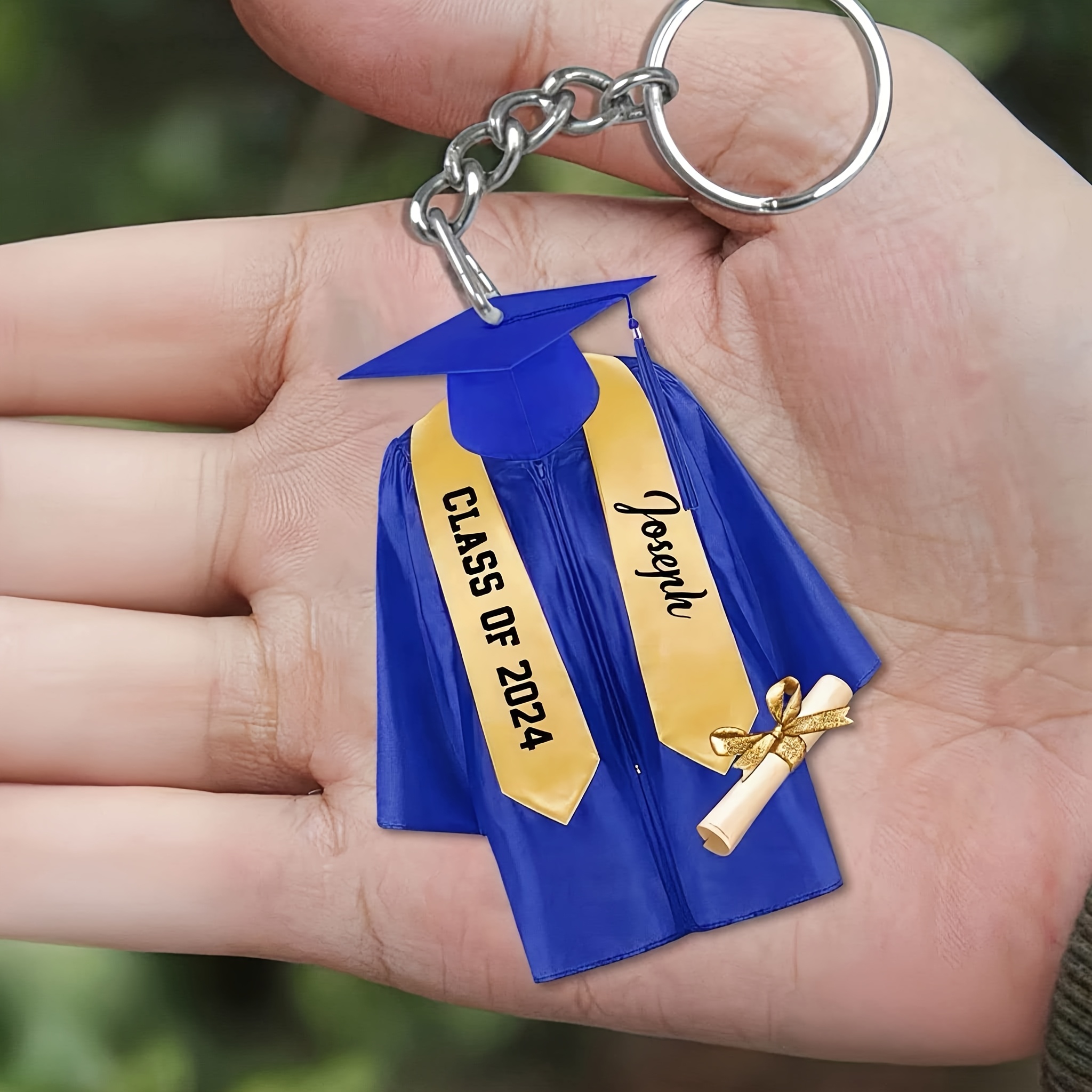 TEMU [2d Flat] [2d Flat] 1 Personalized Custom 2d Flat Acrylic Graduation Keychain Custom Academic Ornament, Customizable With Name And Year, Offers