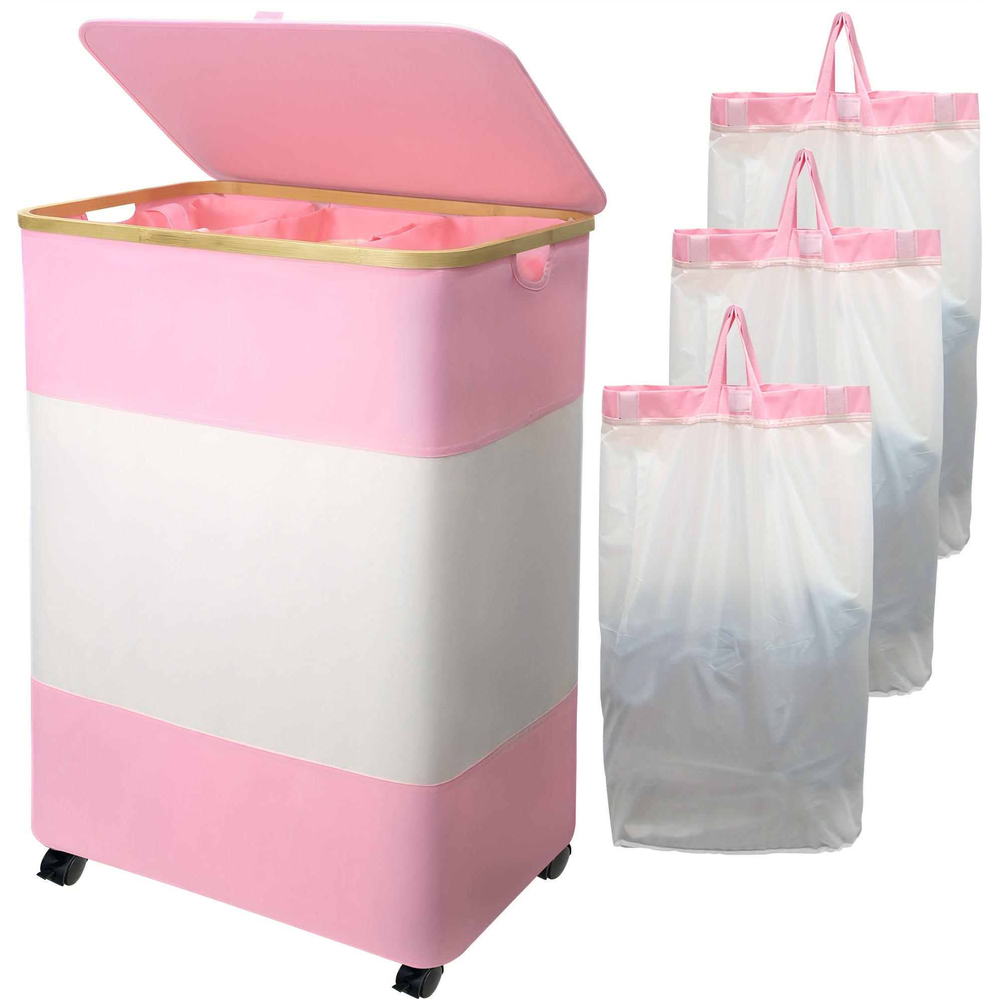 

150l 3 , And Lid, Clothes And 3 Removable Bag For , Dorm, Bathroom ()