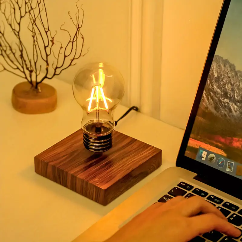 1pc Lampe à ampoule LED en - Design de suspension magnétique accrocheur - Lampe de table à magnétique flottante pour la décoration moderne de et du bureau, cadeau idéal détails 11