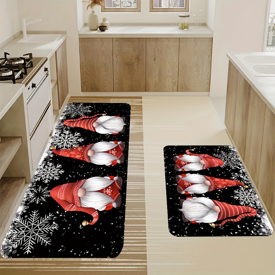 

2pcs Christmas Kitchen Mat Set - Anti-slip, Machine Washable Polyester Runners For Living Room, Bedroom, Bathroom & Office Decor, Christmas Decor