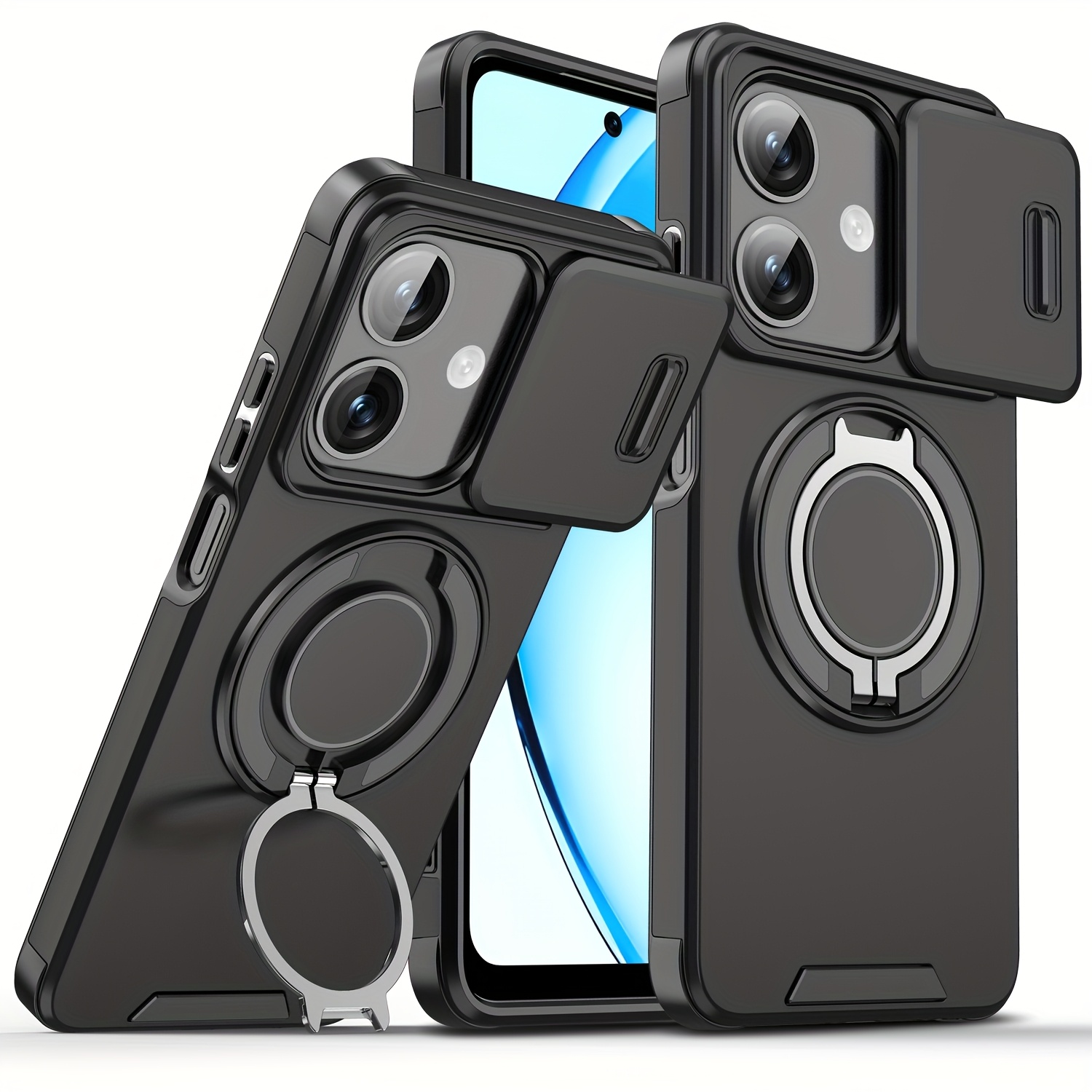 TEMU Phone Case - Compatible With Oppo A40/a40m A3 A40m Reno13 Reno13f Reno13 Pro, Featuring A Sliding Camera Protection Cover, A 360° Rotating Ring