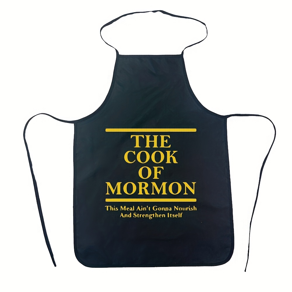 TEMU 1pc Of Apron For Camping Outdoor Cooking, Golden Printed Ads Polyester Apron For Promotion
