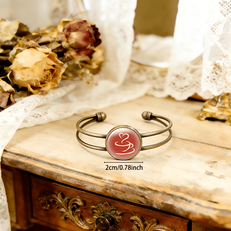 Antique Cyan Double-Layered Adjustable Heart Bracelet